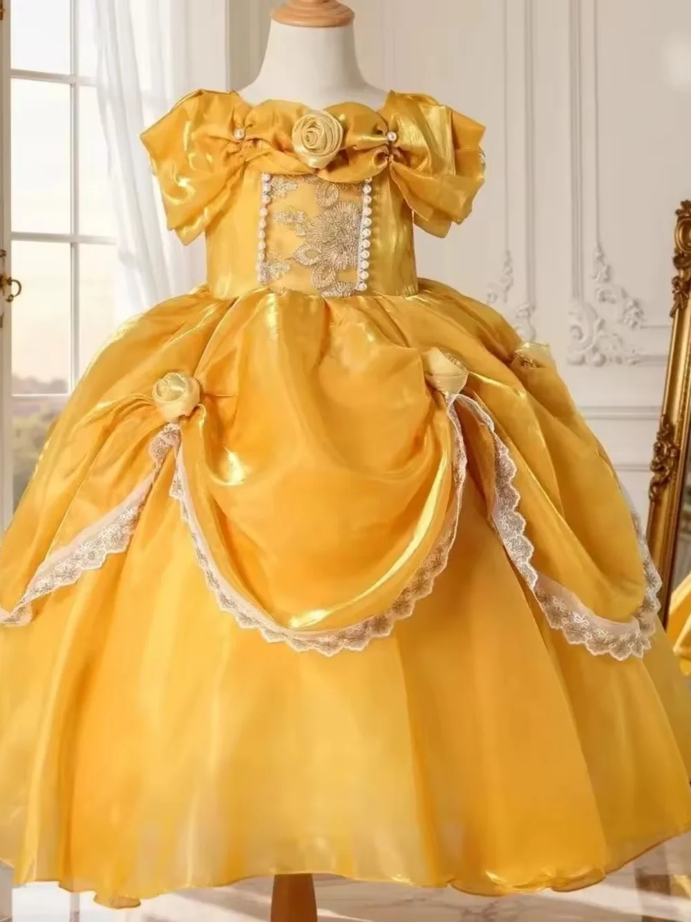 Golden Princess Ball Gown Flower Girl Dress